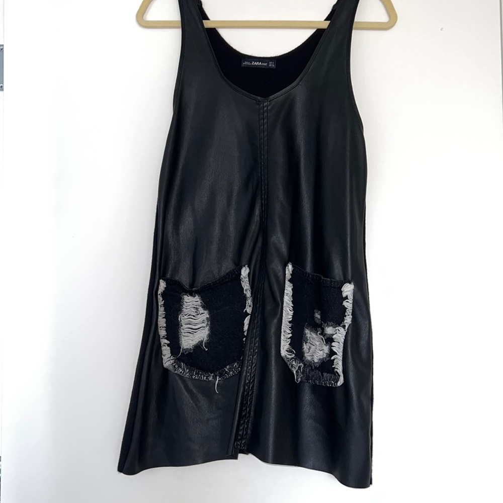 Black leather dress with funky pockets